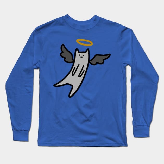 Gray Angel Cat Long Sleeve T-Shirt by saradaboru